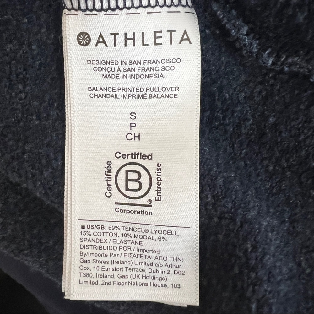Athleta Balance Printed Pullover Sweatshirt Saturation Stripe Navy Blue Size S - Picture 6 of 7